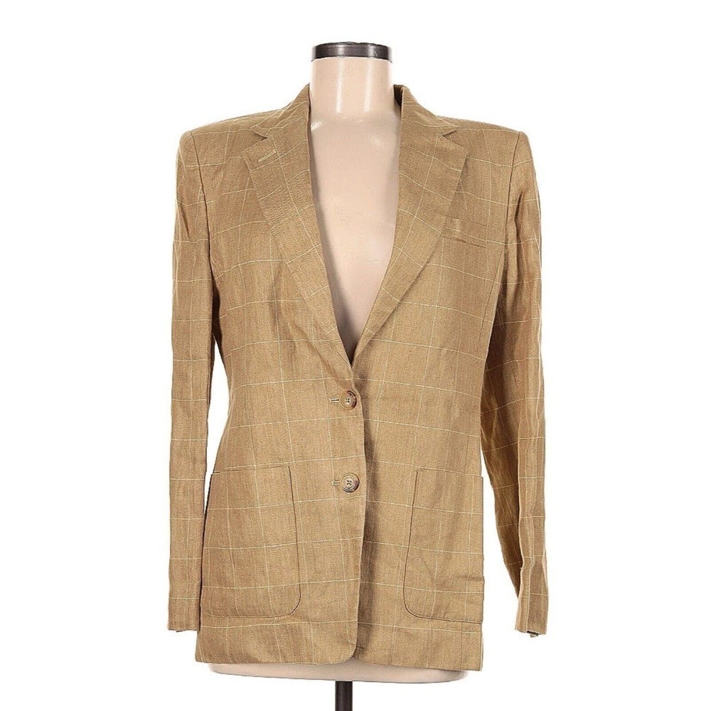 Ralph Lauren Vintage Ivory Double Breasted Blazer Linen Notch Collar Size 6